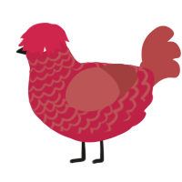 A crimson and red chicken with a lace pattern