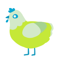 A lime and gluppy chicken with a head pattern
