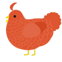 A vermilion chicken with a lace pattern