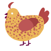 (unnamed), a honey and red chicken with a speckle pattern