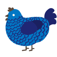 A sapphire and navy chicken with a lace pattern