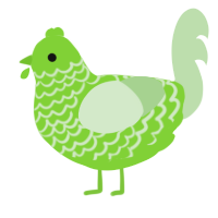A grass and gluppy chicken with a lace pattern