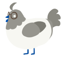 A white and ash chicken with a head pattern
