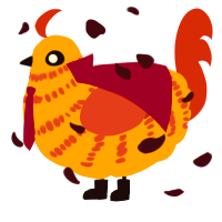 A gold and red chicken with a bar pattern