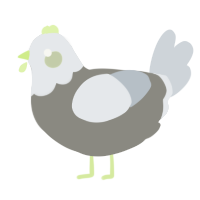 A ash and mist chicken with a head pattern