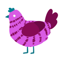 A orchid and wine chicken with a bar pattern