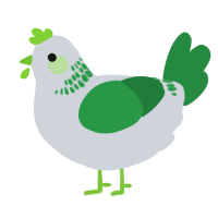 A mist and viridian chicken with a neck-band pattern