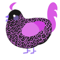 A sable and orchid chicken with a double-lace pattern