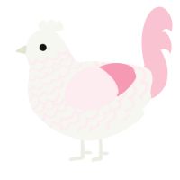 A white and rose chicken with a lace pattern