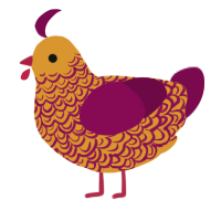 A orange and wine chicken with a double-lace pattern