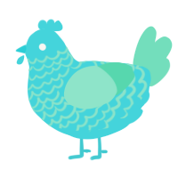 A aqua and mint chicken with a lace pattern