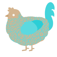 A beige and aqua chicken with a double-lace pattern
