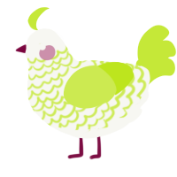 A white and lime chicken with a lace pattern