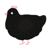 A black and sable chicken with a speckle pattern