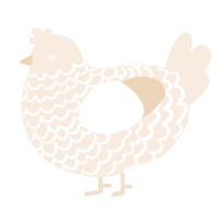 A cream chicken with a lace pattern