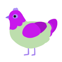 A gluppy and amethyst chicken with a head pattern
