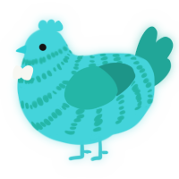 A aqua and turquoise chicken with a bar pattern