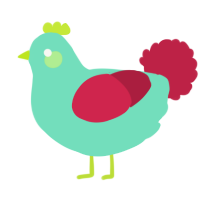 A mint and crimson chicken