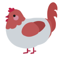 A mist and red chicken with a head pattern