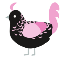 A sable and pink chicken with a half-lace pattern