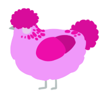 A lavender and fuchsia chicken with a neck-speckle pattern