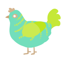 A mint and lime chicken with a half-bar pattern