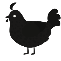 A sable and black chicken with a speckle pattern