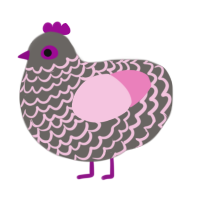 A grey and pink chicken with a lace pattern