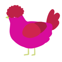 A fuchsia and crimson chicken