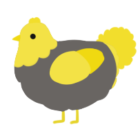 A grey and yellow chicken with a head pattern