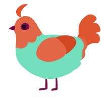 A mint and vermilion chicken with a head pattern