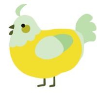 A yellow and gluppy chicken with a head pattern