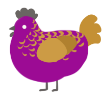 Prebby, a plum and gold chicken with a half-lace pattern