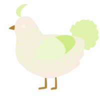 A cream and apple chicken with a lace pattern