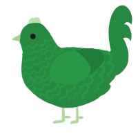 A viridian chicken with a lace pattern