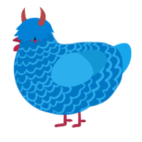 Annatar, a sapphire and sky chicken with a lace pattern