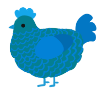 A sea and sapphire chicken with a lace pattern
