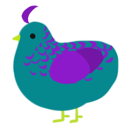 Wolf Puppy, a teal and violet chicken with a half-lace pattern