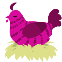 A fuchsia and wine chicken with a bar pattern