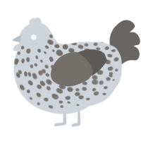 A mist and grey chicken with a speckle pattern
