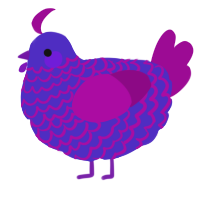 A indigo and plum chicken with a lace pattern