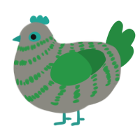 Moss, a ash and viridian chicken with a bar pattern