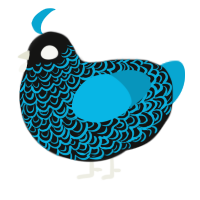 A black and cerulean chicken with a double-lace pattern