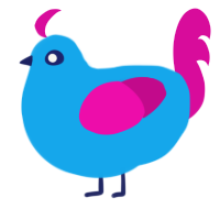 A sky and fuchsia chicken