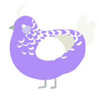 A lilac and white chicken with a half-lace pattern