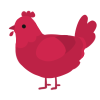 A crimson chicken with a head pattern