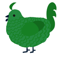 A viridian and leaf chicken with a lace pattern