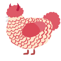 A tumblr and turquoise chicken with a lace pattern