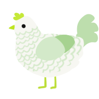 A white and gluppy chicken with a lace pattern