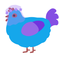 A sky and blurple chicken